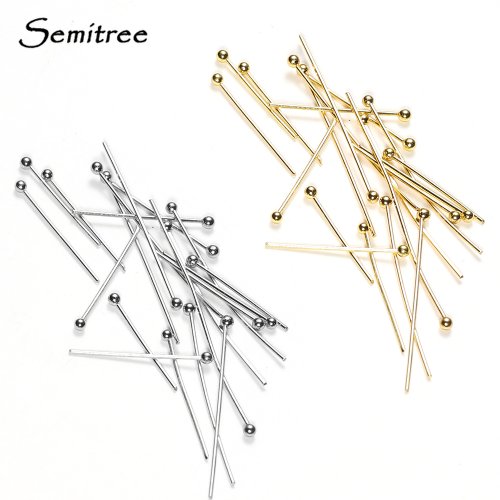 Image of 50-Pack 0.6mm Stainless Steel Gold-Plated Head Pins for DIY Earrings and Beaded Jewelry Making – 20mm & 30mm Lengths
