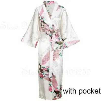 Image de Kimono de Nuit Imprimé Paon - Grande Taille 3XL