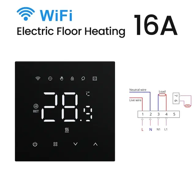 Image de Thermostat WiFi Intelligent pour Chauffage au Sol 220V