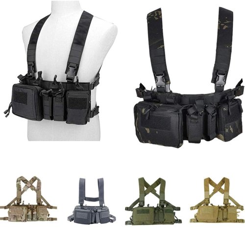 Immagine di Gilet Tattico Molle per Airsoft e Sport All'Aperto con Tasche Accessori, Portaoggetti da Combattimento in Camouflage – Ideale per Attività Outdoor