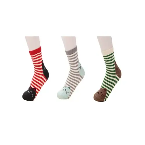 Image de Chaussettes Kawaii Chat 3D - Lot de 3 Paires
