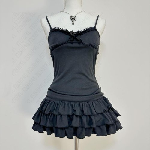 Image of Sweet Korean Aesthetic Y2K Women's Classic Halter Bow Mini Dress – Cute Harajuku Vintage Chic Sundress for Casual Outfits