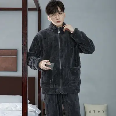 Image de Pijama Homme Flanelle Chauffant - 2 Pièces Hiver