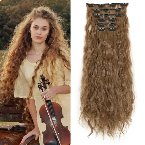 Image de Extensions Cheveux Bouclés Clip-in 22 pouces - Style Maïs Ondulé