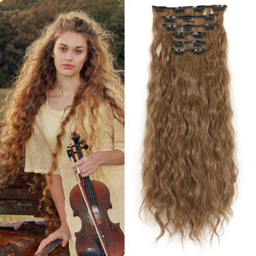 Image de Extensions Cheveux Bouclés Clip-in 22 pouces - Style Maïs Ondulé