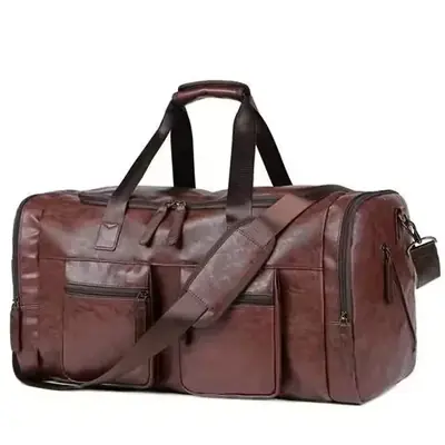 Image de Sac de Voyage Homme en Cuir PU - Grand Capacité & Style Rétro