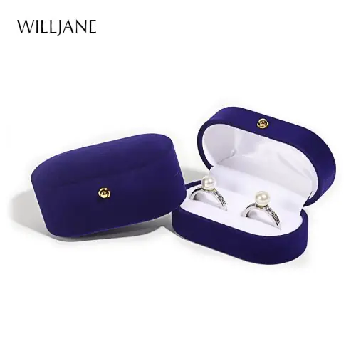 Image de Boîte de Rangement en Velours pour Bagues de Mariage & Fiançailles