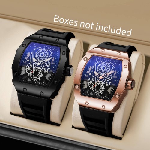Image of Luxury Large Dial Men's Quartz Watch with Silicone Band - Sporty Casual Wristwatch for Everyday Wear