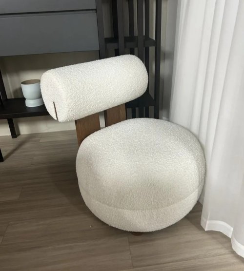 Image de Chaise Paresseuse Design en Laine d'Agneau Crème