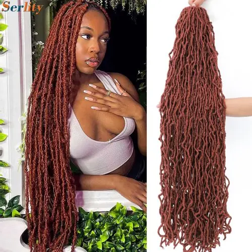 Image de Faux Locs Bruns Gingembre - Tresses Synthétiques 18-36 Pouces