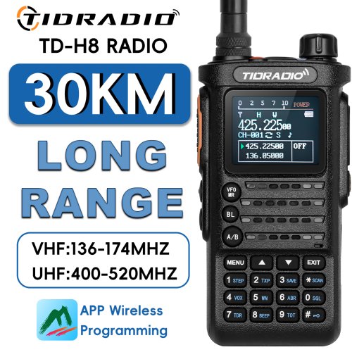 Image of Tidradio 2nd Gen TD-H8 Professional Portable Walkie Talkie with Long-Range Communication, USB-C Charging, Programmable Channels, and Repeater Search Functionality