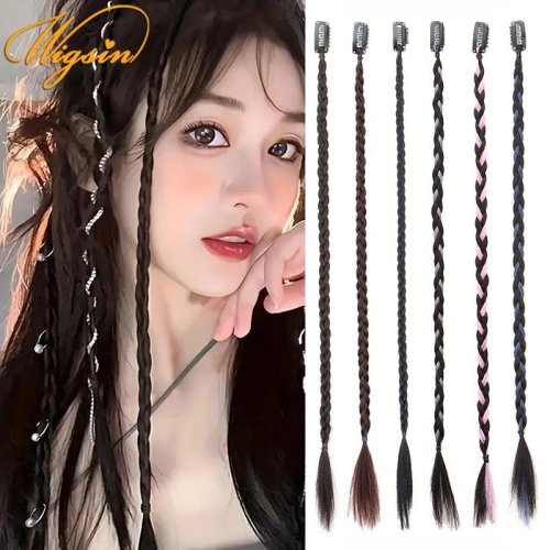 Image de Perruque Y2K Tresse Longue Invisible - Extension Cheveux Synthétique