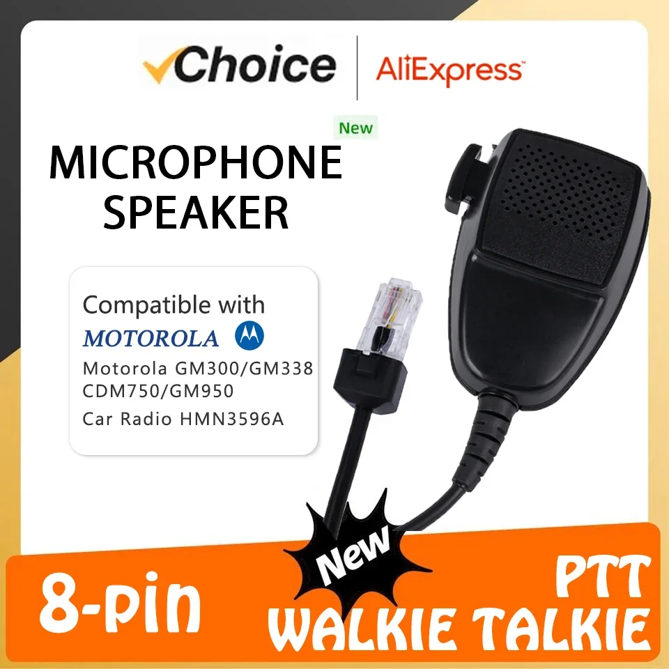 Afbeelding van Walkie Talkie 8-Pins Luidsprekermicrofoon Handheld Microfoon Voor Hmn3596a Motorola Gm300 Gm338 Cdm750 Gm950 Mobiele Radio 'S Gr500 CDM1550-L