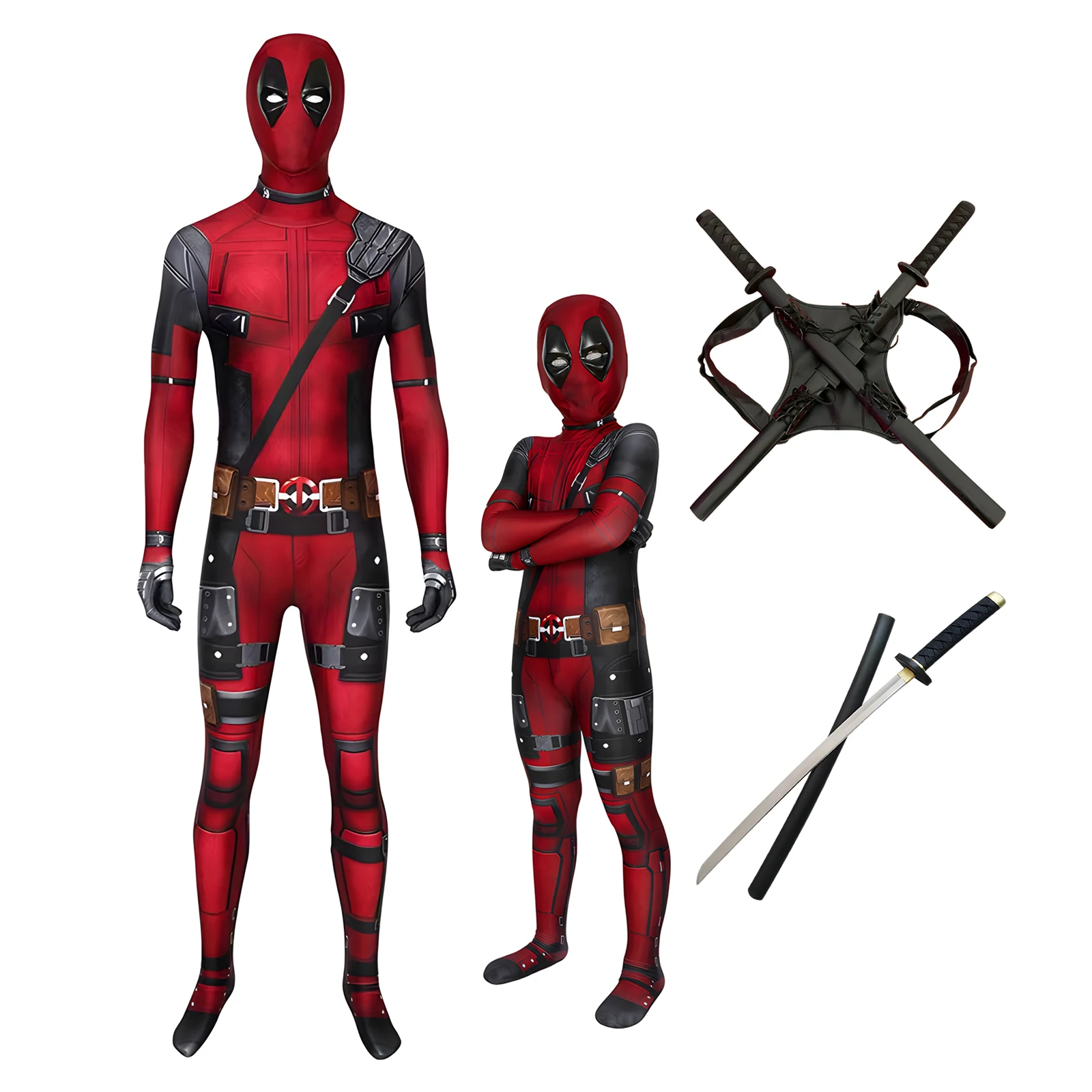 Immagine di Costume Deadpool per adulti Deadpool Vestito per bambini Vestito con maschera cosplay Tuta da supereroe per bambini Costume di Halloween Tuta per bambini Set per bambini