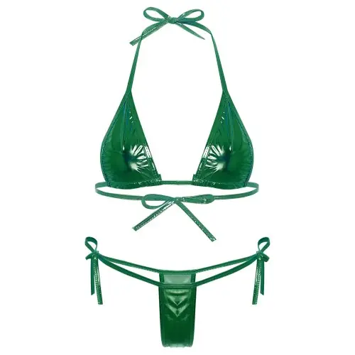 Image de Bikini Brésilien Métallique Brillant - Micro Bikini String & Haut Triangulaire