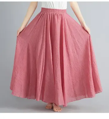 Image de Jupe Maxi Boho en Coton Lin - Style Y2K & Harajuku