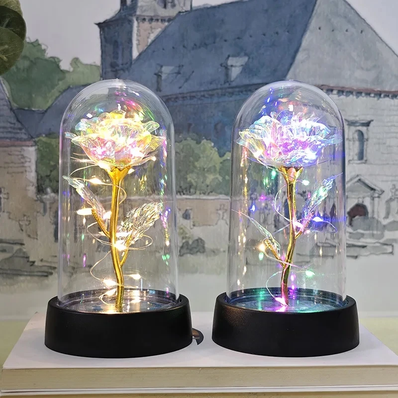 Eternal LED Rose Flower with Foil Petals – Romantic Valentine's Day Gift for Her, Elegant Wedding Decor, and Festive Christmas Ornament