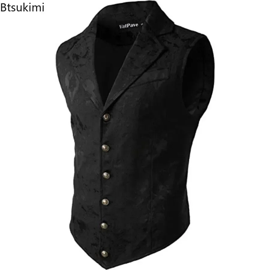 Immagine di Gilet da Uomo Steampunk Gotico 2026 - Elegante Giacca Casual per Costume Teatrale e Feste Serali