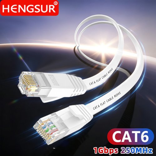 Imagen de Cable Ethernet Cat6 Plano de 5m, 10m, 20m y 30m - Conectores RJ45 para Red de Internet, LAN, Enrutador y Modem - Alta Velocidad y Estabilidad