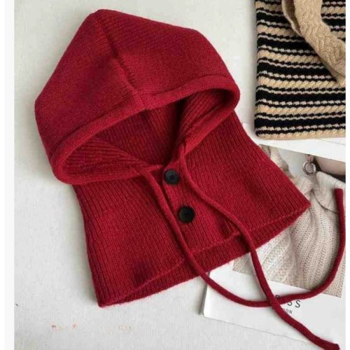 Immagine di Sciarpa Invernale Calda con Cappuccio e Cappello Lavorato a Maglia – Passamontagna Multifunzione per Uomo e Donna, Scaldacollo Stile Beanie con Coulisse
