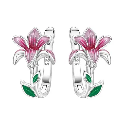Image de Boucles d'oreilles fleur irisées en argent sterling 925