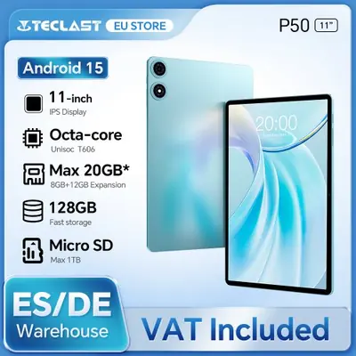 Image de Tablette Teclast P50 2025 - Android 15, 20GB RAM, 11" 90Hz
