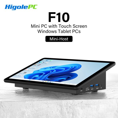 Immagine di Higole F10 10.1 ''Mini PC senza ventola Intel N5095 Windows 11 WiFi5 8GB 128GB 5000mAh 4K RS-232 RJ45 Laptop PC desktop Mini computer