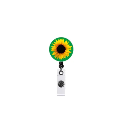 Imagen de LLavero de girasol amarillo y verde fresco, cordones para llaves, tarjeta de identificación, soporte...