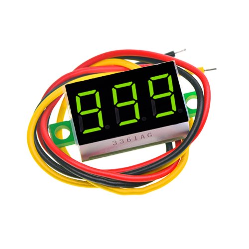 Afbeelding van Digitale LED Voltmeter 0-100V, 0.28 inch, Auto en Mobiel Voltage Meter met Rood, Groen en Blauw Display voor 12V Systeem