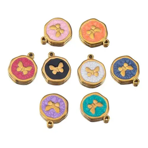 Image de 8 Pendentifs en Acier Inoxydable Doré - Cœur, Œil, Soleil, Étoile
