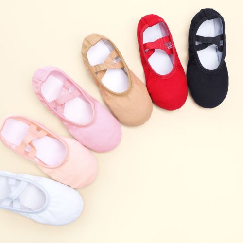 Zdjęcie Baletki dla dziewcząt – miękkie buty do tańca baletowego z płótna, idealne dla początkujących i zaawansowanych tancerzy