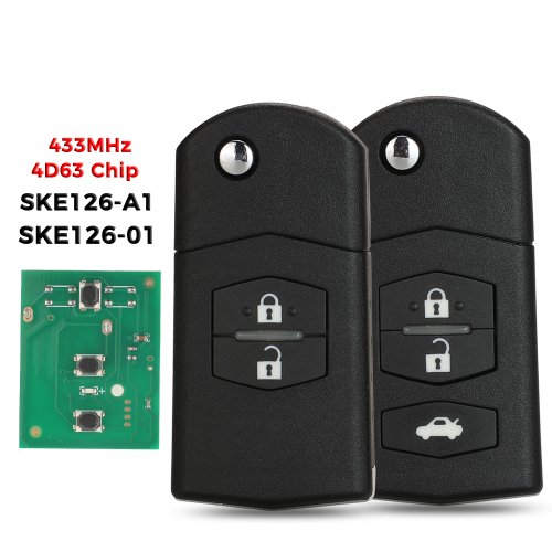 Afbeelding van Jingyuqin 433 MHz Opvouwbare Afstandsbediening sleutel Auto Starter ID63-80bit Voor Mazda 2 3 5 6 Mitsubishi systeem SKE126-01 SKE126-A1 3/2 Knoppen