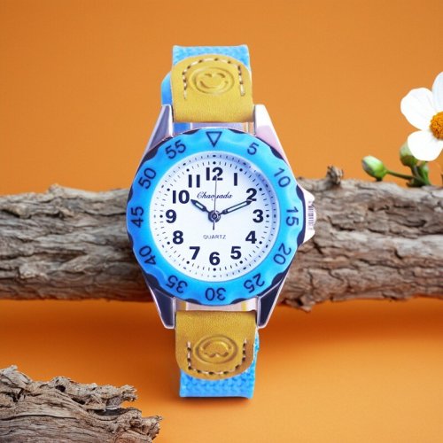 Image of Colorful Kids Quartz Watch with Clear Numbers and Soft Canvas Strap – Perfect for Boys and Girls Learning Time