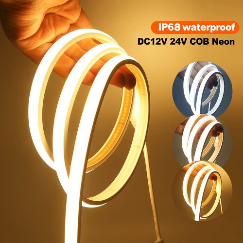 Afbeelding van Waterdichte COB LED Neon Strip Licht 12V/24V Dimbaar met 320 LEDs - Flexibel Lint voor Hoge Dichtheid Lineaire Verlichting en Home Decoratie
