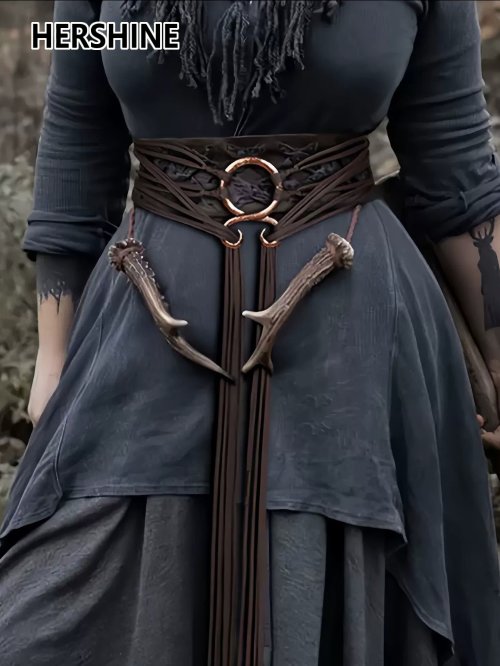 Immagine di Cintura da Donna Extra Lunga in Stile Vintage Vichingo - Accessorio Unisex per Cosplay e Abbigliamento di Tendenza Primavera-Estate, Taglie Forti