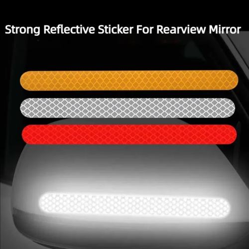 Afbeelding van Reflecterende Veiligheidsstickers voor Auto Achteruitkijkspiegel – Antibotsing Reflex Tape voor Verhoogde Zichtbaarheid en Veiligheid