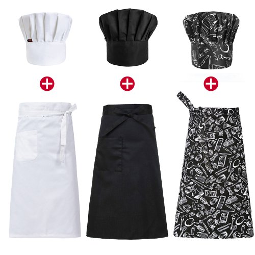 Image of Professional Chef Uniform Set – Durable Kitchen Apron, Cooking Hat & Work Pinafore for Restaurants, Hotels, Cafes & Bakeries
