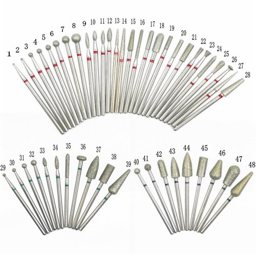 Immagine di Set Completo di 48 Frese Diamantate in Ceramica per Manicure e Pedicure – Accessori Professionali per Trapano per Unghie e Pulizia Cuticole