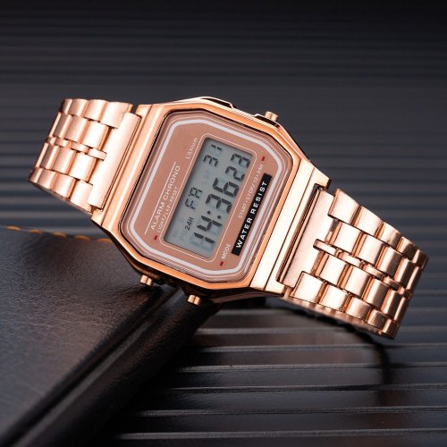Immagine di Orologi da donna in silicone oro rosa di lusso Orologio da donna digitale a LED moda Orologio elettronico da donna casual Reloj Mujer 2025