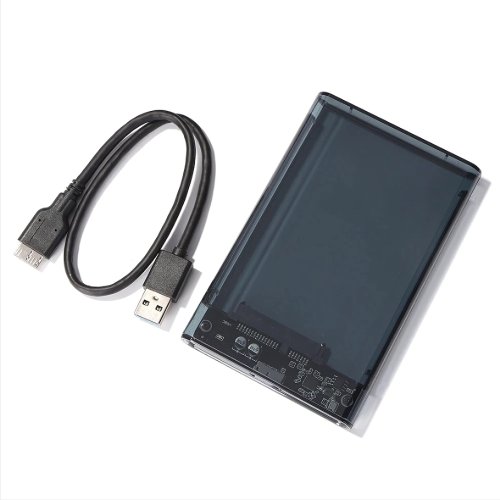 Image of Clear Transparent 2.5 Inch SATA to USB 2.0 External Hard Drive Enclosure with UASP Support – Portable HDD Case for 2TB Drives, Tool-Free Design