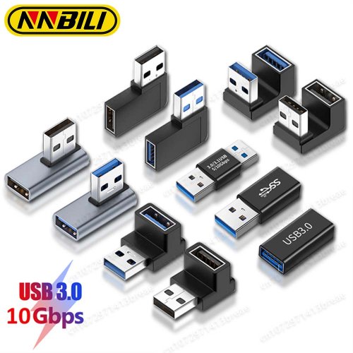 Afbeelding van 90-Gradens Haakse USB 3.0 Uitbreidingsadapter met Opwaartse Elleboogconnector voor PC – Compacte en Robuuste USB Verlenging voor Mannen en Vrouwen