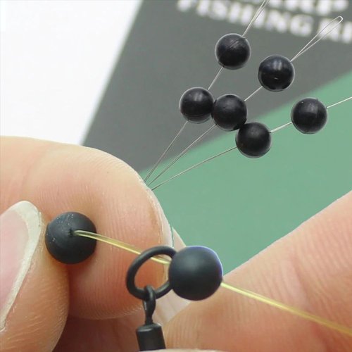 Imagen de 100 Unidades de Cuentas de Pesca Tapón Espacial Negro 3mm y 12mm, Redondas, Frijoles Suaves y Duros para Señuelos, Cebo, Anzuelos y Accesorios de Aparejo