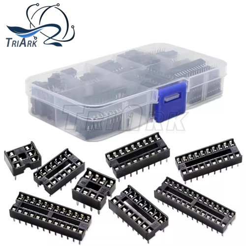 Imagen de 66 unids/lote con caja DIP IC adaptador de enchufes tipo soldadura Kit de enchufe 6 8 14 16 18 20 24 28 pines DIP-6 DIP-8 DIP-14 conector IC