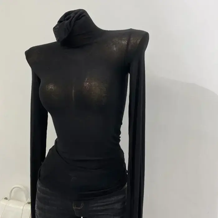 Image de T-shirt Col Roulé Femme - Élégant & Séduisant