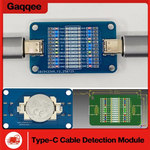 Zdjęcie Testery USB-C z Podwójną Konektorem 24-Pinowy – Kompletny Moduł Detekcji Przewodności z LED do Szybkiego Ładowania i Diagnostyki Kabli