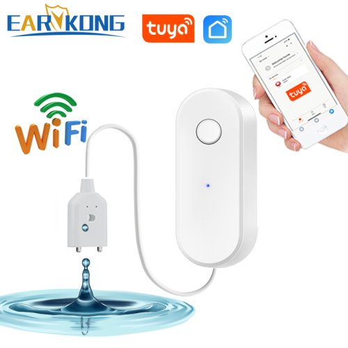 Zdjęcie Inteligentny czujnik wycieku wody z alarmem WiFi – ochrona przed zalaniem i przepełnieniem, kompatybilny z aplikacją SmartLife