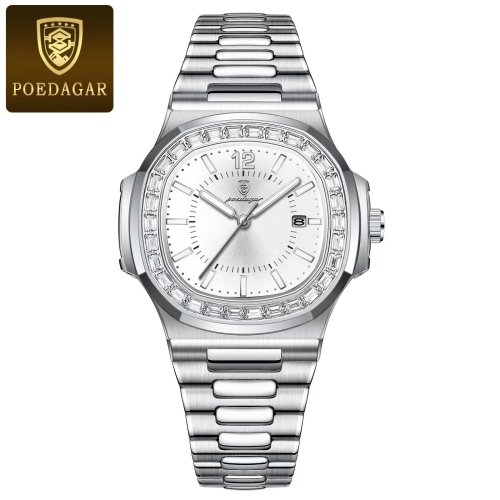 Imagen de POEDAGAR, reloj cuadrado de lujo de cuarzo para hombre, reloj resistente al agua con fecha luminosa ...
