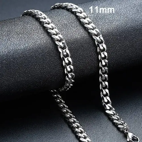 11 mm Maglia cubana argento