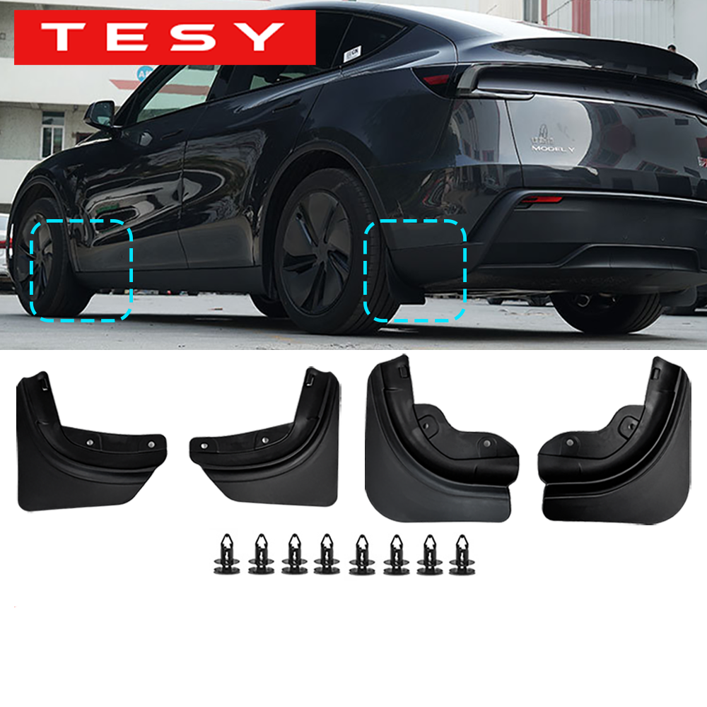 Bild von Schmutzfänger für Tesla Model Y 2025 – ohne Bohren, mit Klebeband