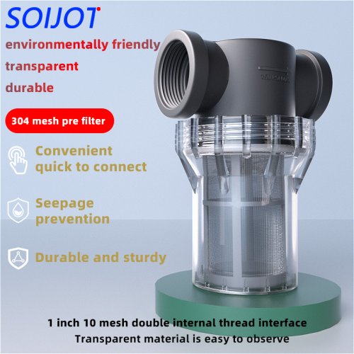 Immagine di Filtro filettato interno da 1 pollice, 32 tubi dell'acqua, filtro in acciaio inossidabile 304, prefiltro, filtro per tubo dell'acqua del rubinetto, transpare in plastica